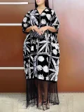 EVE Plus Size V Neck Tassel Loose Print Maxi Dress GWSF-T502855095