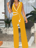 EVE V Neck Sleeveless Wide Leg Jumpsuit QYMF-3219