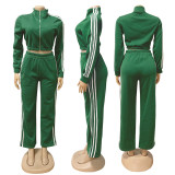 EVE Stripe Patchwork Zipper Thickened Pants Suit BMF-TW562