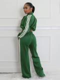 EVE Stripe Patchwork Zipper Thickened Pants Suit BMF-TW562