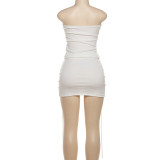 EVE Solid Color Tube Top Bandage Two Piece Skirt Set DLSF-K25S80945