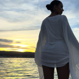 EVE Flare Sleeve Solid Color Mini Dress XEF-K25D83058