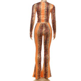 EVE Long Sleeve Snake Print Two Piece Pants Set XEF-K25S84264