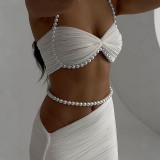 EVE Pearl Halterneck Tops Long Skirt Mesh Set XEF-K25D81951