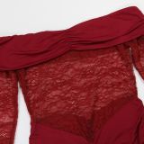 EVE Lace Patchwork Backless Tube Top Dress CYA-902088