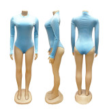 EVE Long Sleeve Solid Bodysuit Fuzzy Skirt 2 Piece Set BMF-TW779