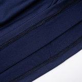 EVE Solid Color Long Sleeve Pleated Mini Dress GSZM-D25DS472