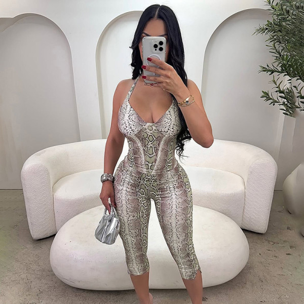 EVE Snake Print Sleeveless Sling Jumpsuit GSZM-C25JP339