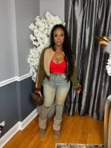 EVE Knits Patchwork Color Blcok Coat CM-9536