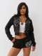 EVE Letter Print Long Sleeve Hooded Shorts Suit GFCF-1416