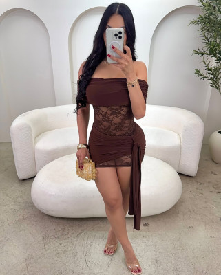 EVE Sleeveless Lace Patckwork Mini Dress GXIY-K25L1282