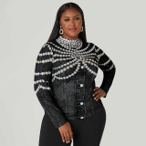 EVE Plus Size Print Long Sleeve Tops NNWF-8141