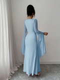 EVE Mesh Patchwork Solid Color Fishtail Dress GZJF-10187