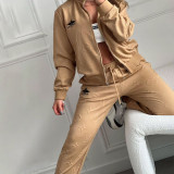VIP1 Embroidery Zipper Two-Piece Pants Set QKYF-71627