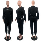 VIP1 Embroidery Long Sleeve Pants Suit  QKYF-71625