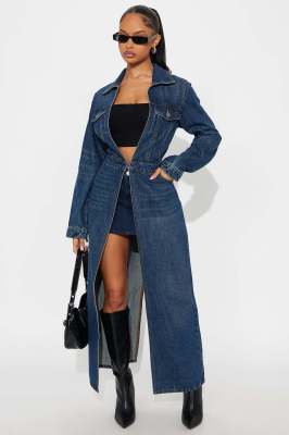 EVE Long Sleeve Cardigan Denim Long Coats LX-8601