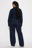 EVE Fashion Washed Long Sleeve Denim Jumpsuit LX-3586