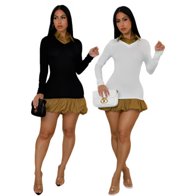 EVE Color Block Pleated Mini Dress GDIM-2539