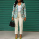 EVE Plus Size Print Long Sleeve Blazer Coat Pans Suit GATE-603