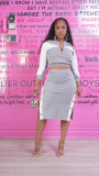 EVE Contast Color Casual Tow Piece Skirt Set BS-1419