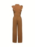EVE Solid Color Button Two Piece Pants Set GDNY-2035