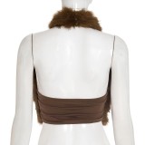 EVE Furry Backless Sleeveless Crop Tops  MXBF-J25TP296