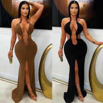 EVE Backless Hollow Out Split Fishtail Dress GTYZ-7591