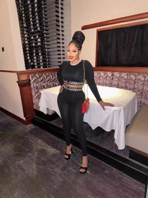 VIP1 Print Sport Skinny Two Piece Pants Set GFCF-1421