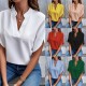 EVE Casual Solid Color V-Neck Blouses GSZE-ST24003