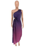 EVE Gradient Press Pleated Maxi Dress GCYF-9575