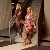 EVE Print Long Sleeve Tight Pants Suit GTYZ-7598