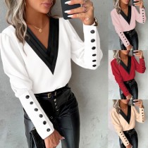 EVE Fashion V-neck Long Sleeve Blouses GSZE-ST23385