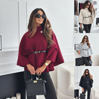 EVE Fashion Solid Color Cape Coat GSZE-5382