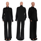 EVE Long Sleeve Solid Color Loose Two Piece Pants Set GCYF-9337