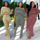 EVE Pleated Long Sleeve Tops Micro Pant Suit GTYZ-7595