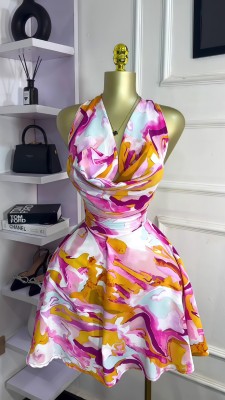 EVE Halterneck Print Mini Dress GXIN-8910