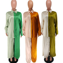 EVE Color Block Single Breasted Two Piece Pants Set GCYF-9340