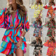 EVE Print V-Neck Mini Dress GSZE-ST22122