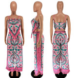 EVE Print Sling Vest Loose Two Piece Pants Set GCYF-9582