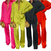 EVE Long Sleeve Solid Color Loose Two Piece Pants Set GCYF-9337