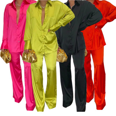 EVE Long Sleeve Solid Color Loose Two Piece Pants Set GCYF-9337