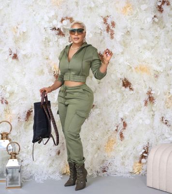 EVE Zipper Hooded Sweatshirt Pants Suit GCYF-9615