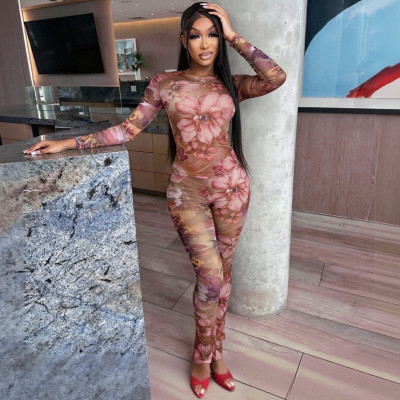 EVE Print Long Sleeve Tight Pants Suit GTYZ-7598