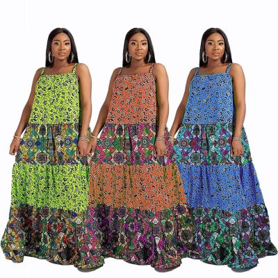 EVE Plus Size Print Sleeveless Maxi Dress GCYF-9319