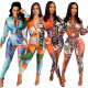 EVE Fashion Print Tie Up Two Piece Pants Set GCYF-9433