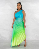 EVE Gradient Press Pleated Maxi Dress GCYF-9575