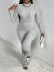 EVE Solid Color Long Sleeve Split Pants Suit GFTF-1029
