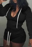 EVE Solid Color Zipper Two Piece Short Set GFTF-881148859