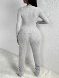 EVE Solid Color Long Sleeve Split Pants Suit GFTF-1029