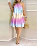 EVE Off Shoulder Tie Up Print Dress GSZE-ST22079